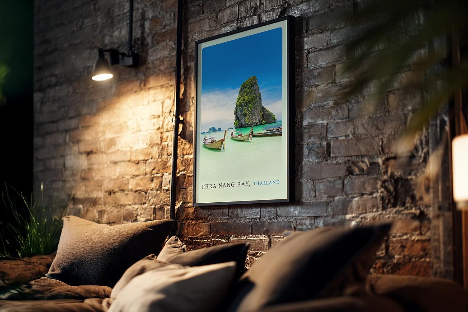 Paul Sinus Kunstdruck 40x60cm Phra Nang Bay – tropische Bucht in Thailand mit Longtail-Booten und Felseninsel