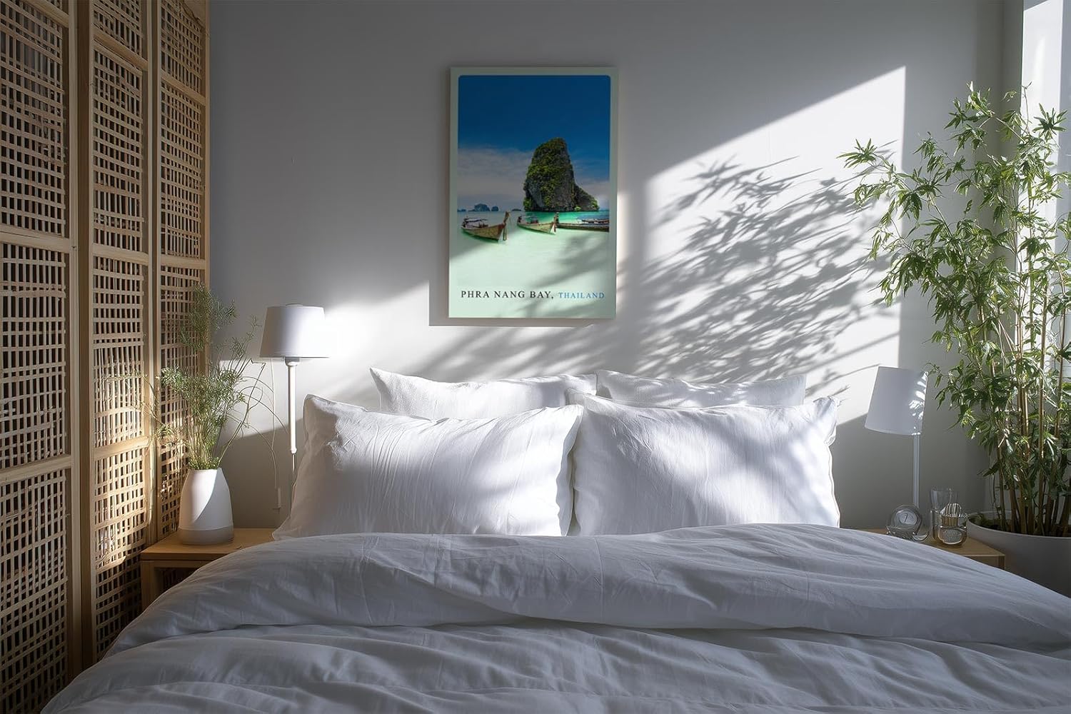 Paul Sinus Kunstdruck 40x60cm Phra Nang Bay – tropische Bucht in Thailand mit Longtail-Booten und Felseninsel