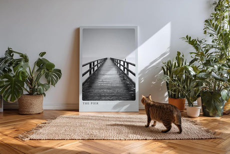 Paul Sinus Kunstdruck 40x60cm Pier Steg Schwarzweiß Minimalismus Fotografie Meer Horizont
