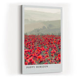 Paul Sinus Kunstdruck 40x60cm Poppy Horizon rotes Mohnfeld vor sanften Hügeln in nebligem Licht