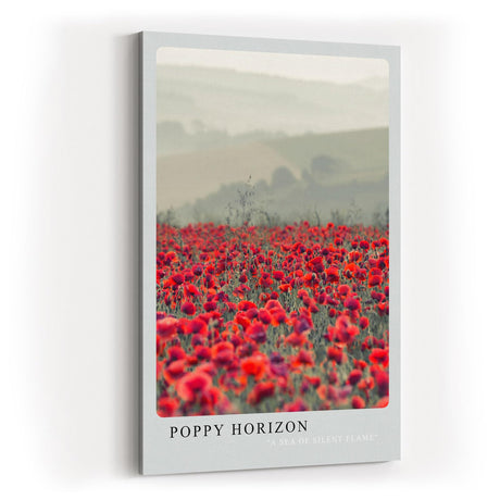 Paul Sinus Kunstdruck 40x60cm Poppy Horizon rotes Mohnfeld vor sanften Hügeln in nebligem Licht