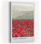 Paul Sinus Kunstdruck 40x60cm Poppy Horizon rotes Mohnfeld vor sanften Hügeln in nebligem Licht