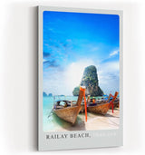 Paul Sinus Kunstdruck 40x60cm Railay Beach Thailand Longtailboote am tropischen Strand mit Kalksteinfelsen