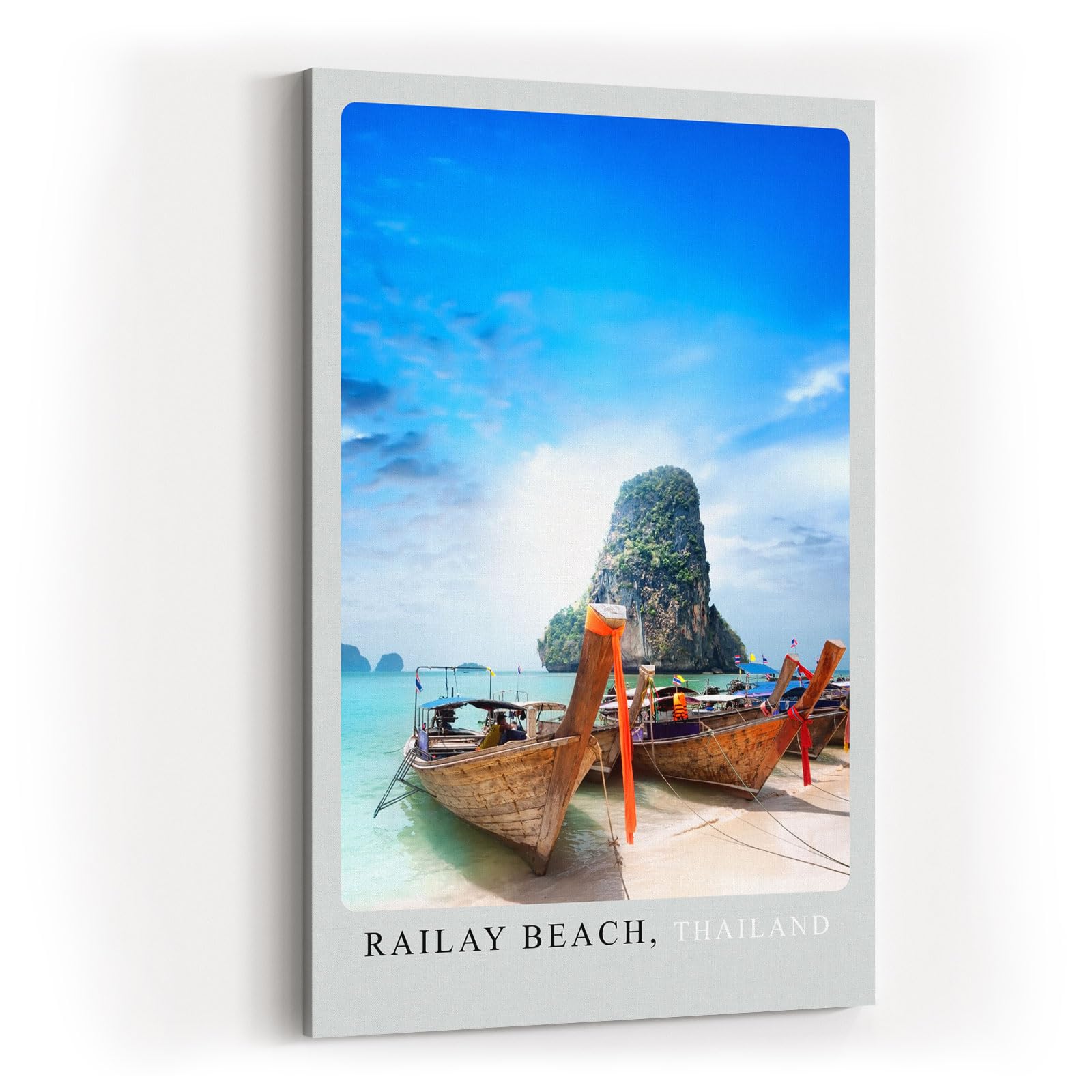 Paul Sinus Kunstdruck 40x60cm Railay Beach Thailand Longtailboote am tropischen Strand mit Kalksteinfelsen