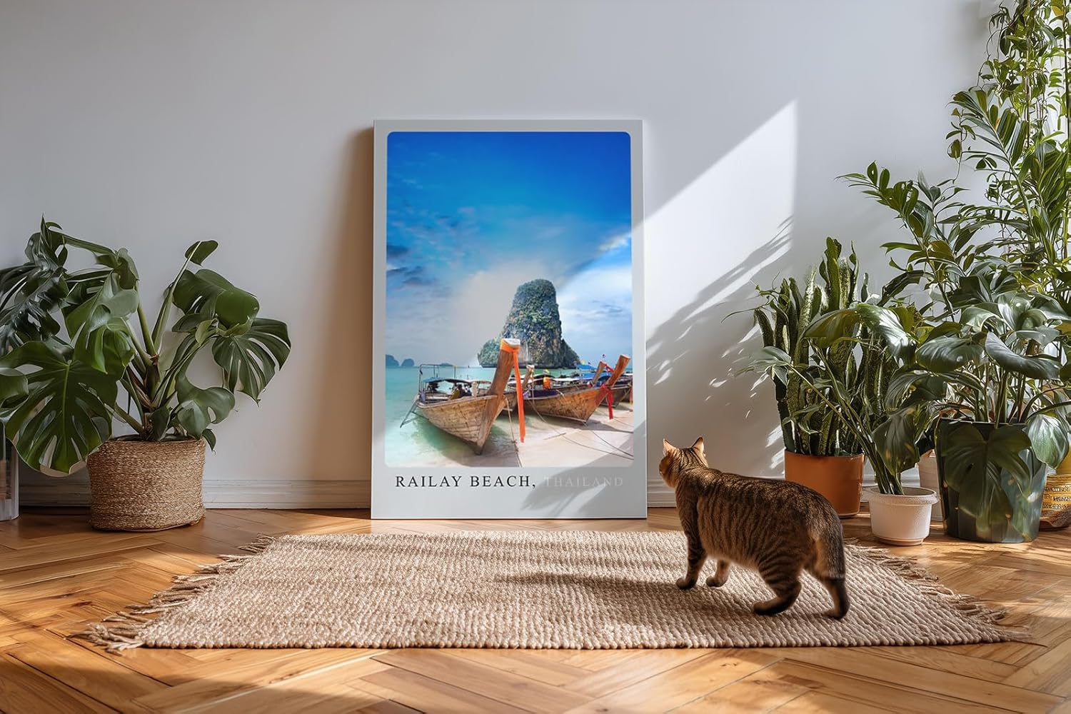 Paul Sinus Kunstdruck 40x60cm Railay Beach Thailand Longtailboote am tropischen Strand mit Kalksteinfelsen