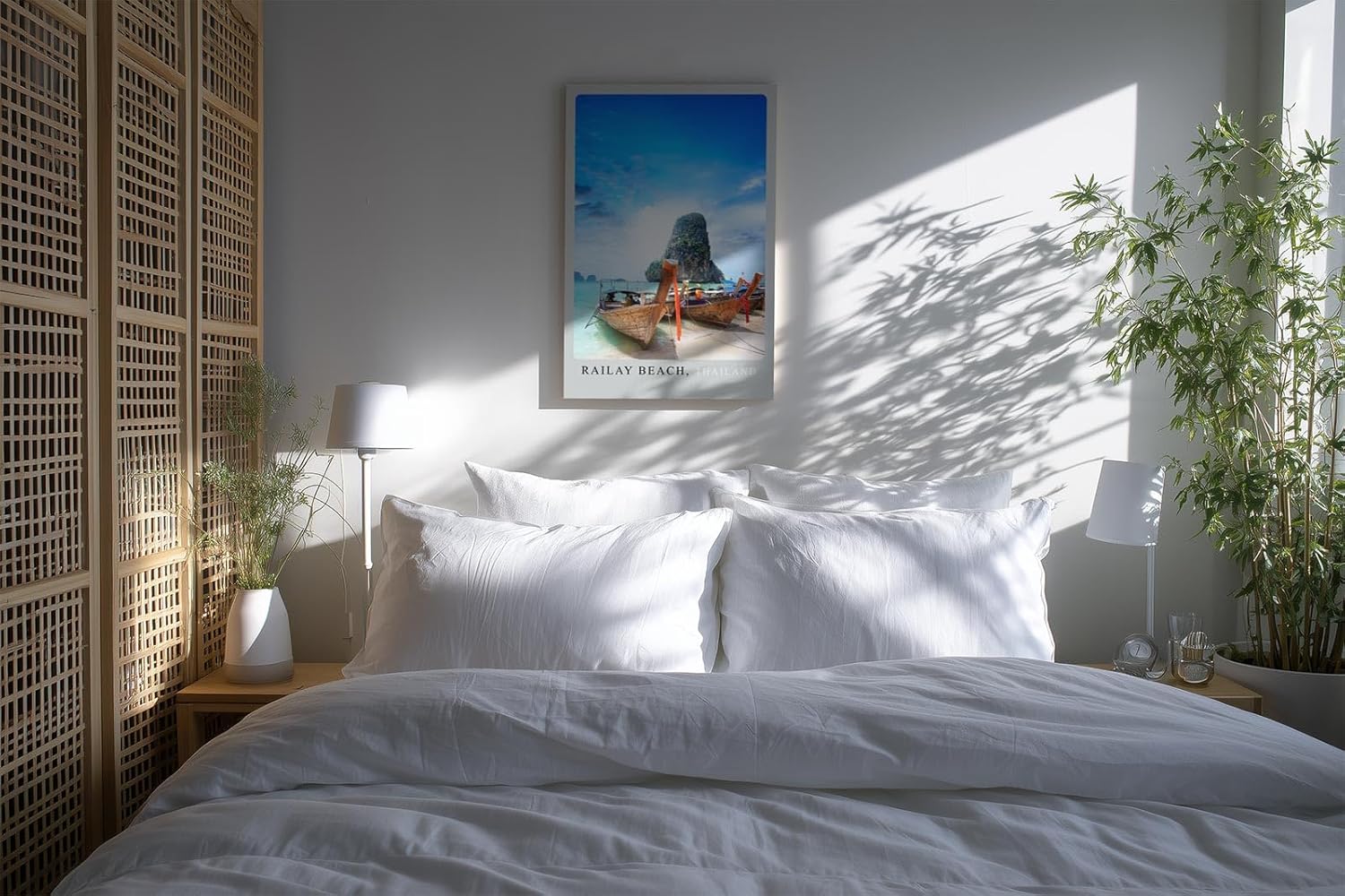 Paul Sinus Kunstdruck 40x60cm Railay Beach Thailand Longtailboote am tropischen Strand mit Kalksteinfelsen