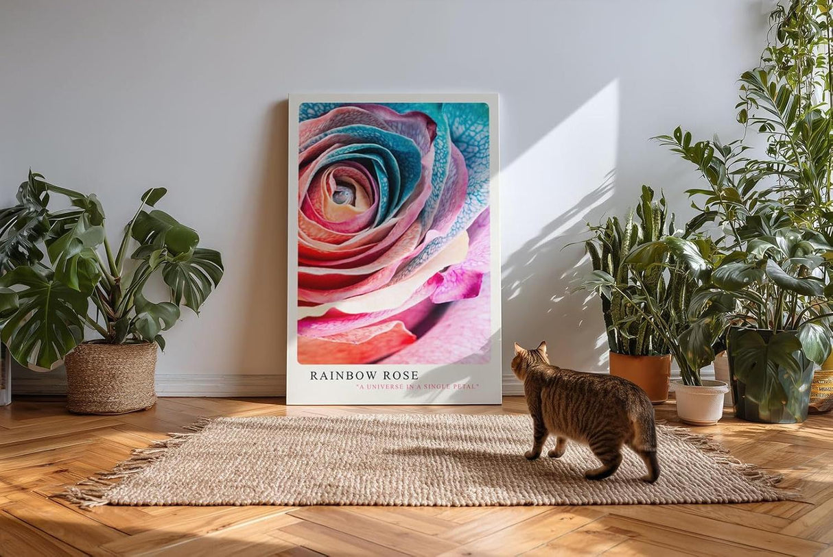 Paul Sinus Kunstdruck 40x60cm Rainbow Rose – Farbenpracht und Struktur in perfekter Harmonie