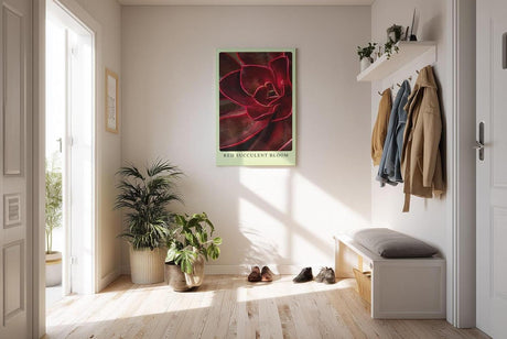 Paul Sinus Kunstdruck 40x60cm Red Succulent Bloom – Feuerrote Sukkulente in Nahaufnahme als modernes Kunstwerk