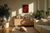 Paul Sinus Kunstdruck 40x60cm Red Succulent Bloom – Feuerrote Sukkulente in Nahaufnahme als modernes Kunstwerk