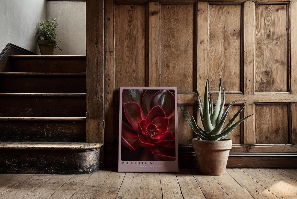 Paul Sinus Kunstdruck 40x60cm Red Succulent Makro Pflanze Dunkelrot Natur Sukkulente Struktur