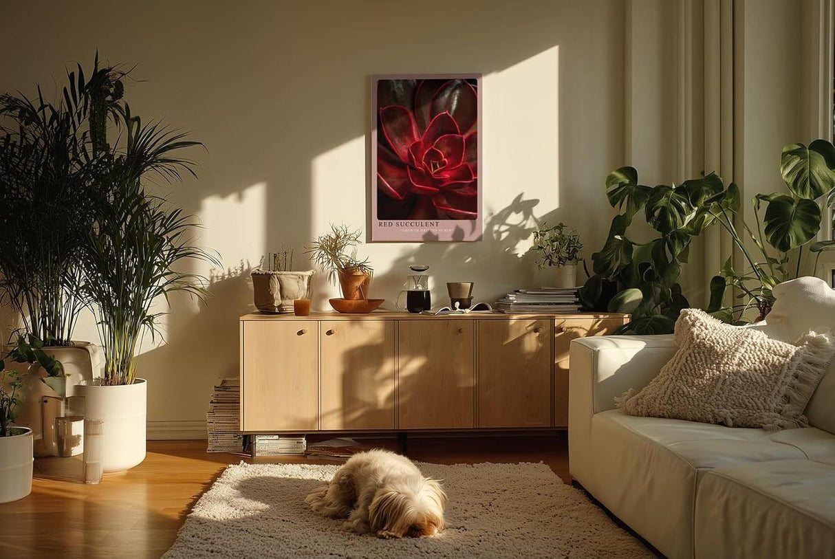 Paul Sinus Kunstdruck 40x60cm Red Succulent Makro Pflanze Dunkelrot Natur Sukkulente Struktur