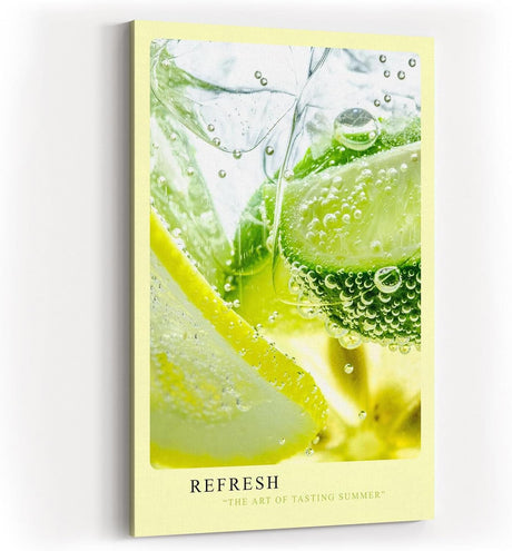 Paul Sinus Kunstdruck 40x60cm Refresh – Zitrone und Limette mit Eis und Sprudel im Makro
