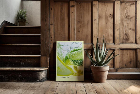 Paul Sinus Kunstdruck 40x60cm Refresh – Zitrone und Limette mit Eis und Sprudel im Makro