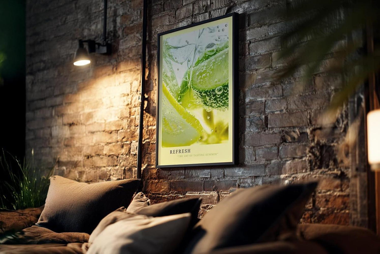 Paul Sinus Kunstdruck 40x60cm Refresh – Zitrone und Limette mit Eis und Sprudel im Makro