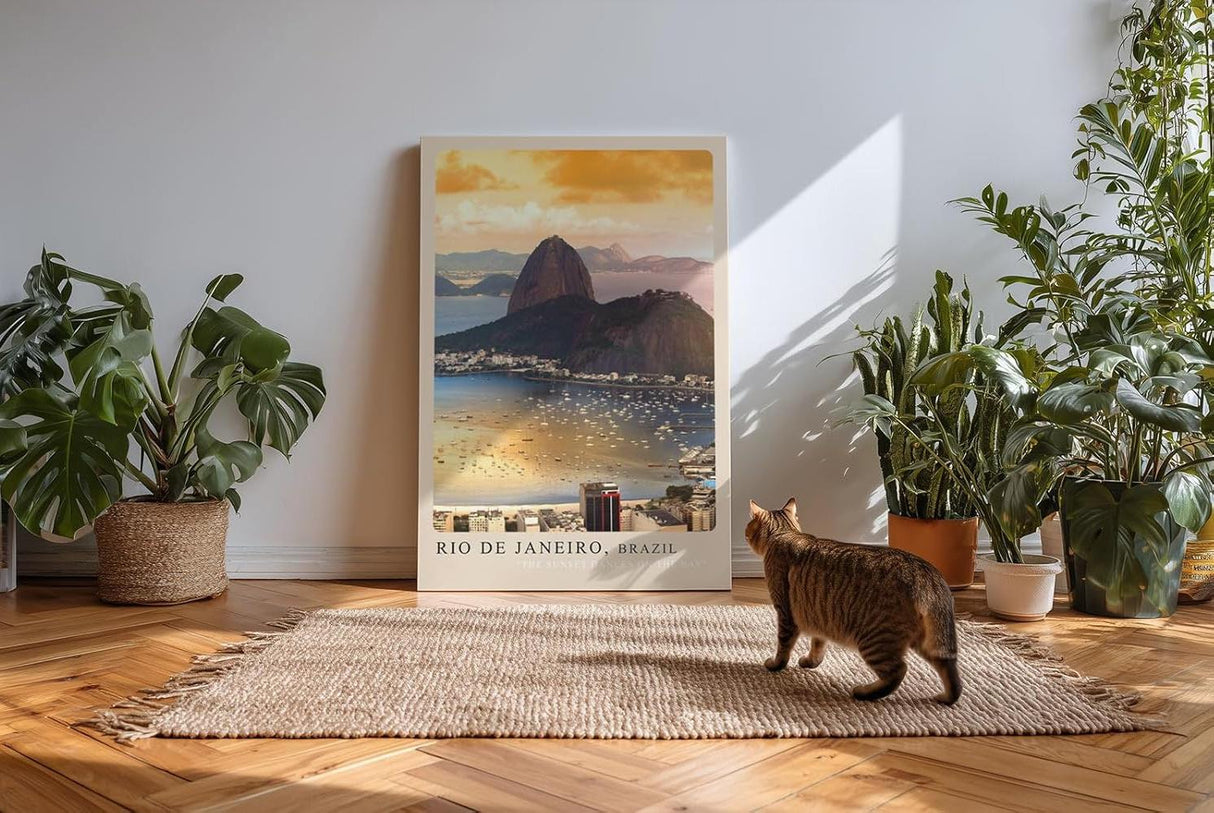 Paul Sinus Kunstdruck 40x60cm Rio de Janeiro Brasilien Sonnenuntergang Meer Stadt Berge