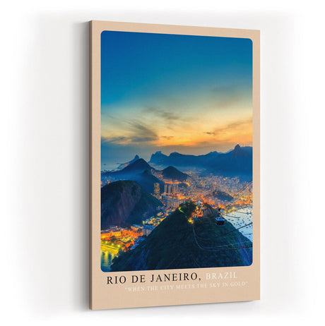 Paul Sinus Kunstdruck 40x60cm Rio de Janeiro mit Blick auf Stadt, Berge und Meer bei Sonnenuntergang