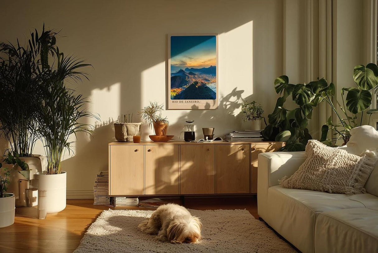 Paul Sinus Kunstdruck 40x60cm Rio de Janeiro mit Blick auf Stadt, Berge und Meer bei Sonnenuntergang