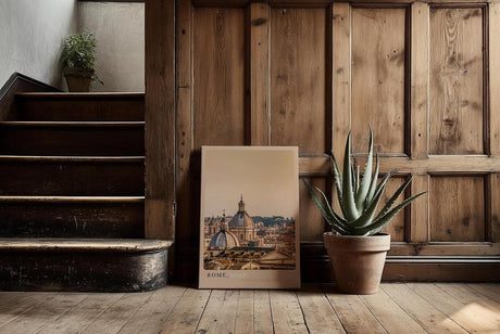 Paul Sinus Kunstdruck 40x60cm Rom in goldenem Abendlicht – Kuppeln und Dächer der Ewigen Stadt in warmen Farben