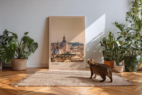 Paul Sinus Kunstdruck 40x60cm Rom in goldenem Abendlicht – Kuppeln und Dächer der Ewigen Stadt in warmen Farben