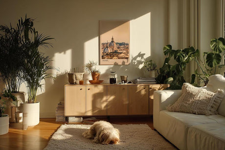 Paul Sinus Kunstdruck 40x60cm Rom in goldenem Abendlicht – Kuppeln und Dächer der Ewigen Stadt in warmen Farben