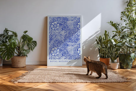 Paul Sinus Kunstdruck 40x60cm Royal Botanica florales Erbe in kräftigem Kobaltblau mit botanischer Eleganz