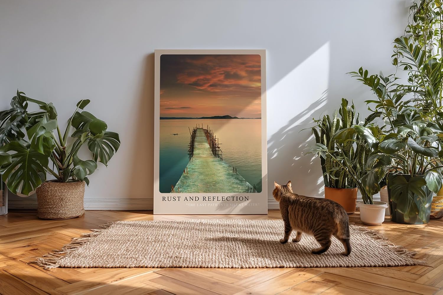 Paul Sinus Kunstdruck 40x60cm Rust and Reflection Verrosteter Steg im See bei Sonnenuntergang