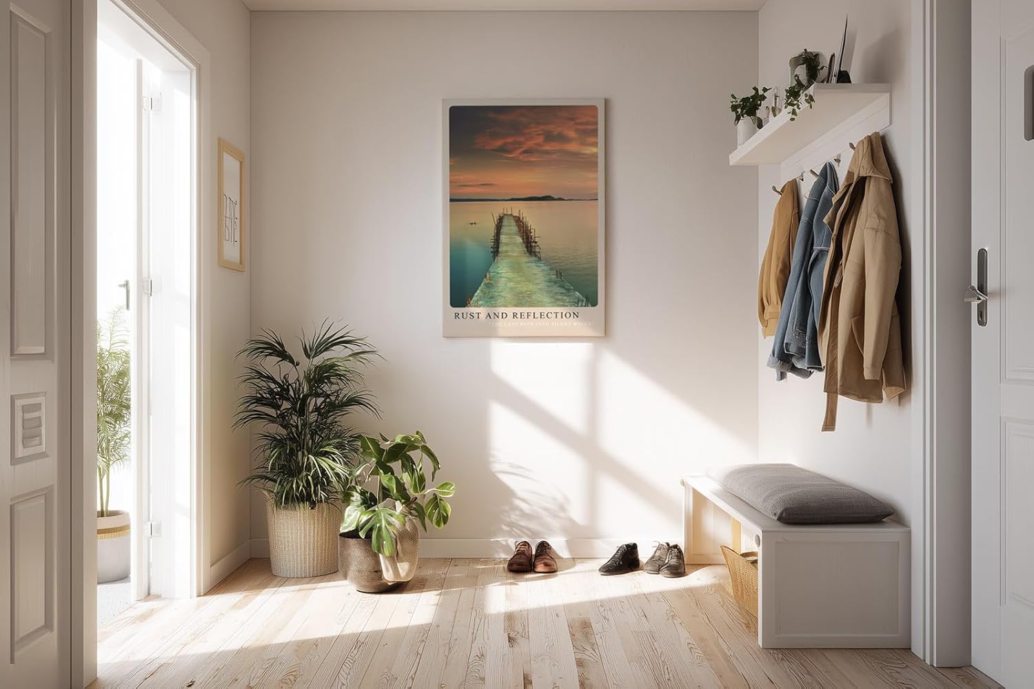 Paul Sinus Kunstdruck 40x60cm Rust and Reflection Verrosteter Steg im See bei Sonnenuntergang