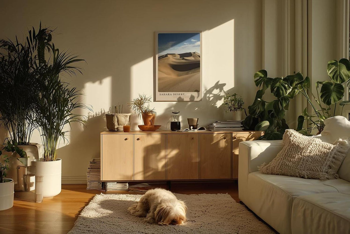 Paul Sinus Kunstdruck 40x60cm Sahara Desert Africa – Endlose Sanddünen im goldenen Licht mit weichem Schattenspiel