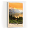 Paul Sinus Kunstdruck 40x60cm Saint Mary Lake USA Sonnenuntergang über Bergsee mit Insel und Kiefernwald