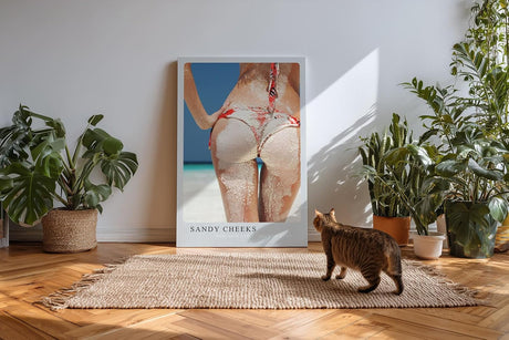 Paul Sinus Kunstdruck 40x60cm Sandy Cheeks Rückenansicht am Strand mit Sand auf Haut und Bikini
