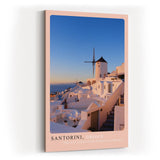 Paul Sinus Kunstdruck 40x60cm Santorini Griechenland weiße Häuser und Windmühle bei Sonnenuntergang