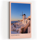 Paul Sinus Kunstdruck 40x60cm Santorini Griechenland weiße Häuser und Windmühle bei Sonnenuntergang