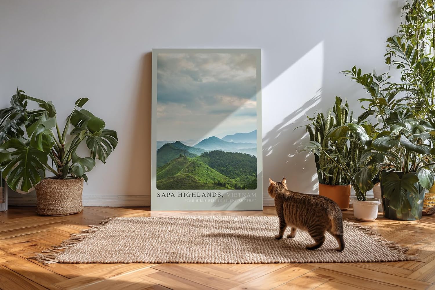 Paul Sinus Kunstdruck 40x60cm Sapa Highlands Vietnam grüne Berge im Nebel bei sanfter Morgendämmerung