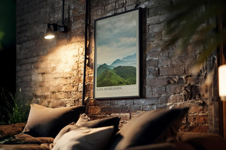 Paul Sinus Kunstdruck 40x60cm Sapa Highlands Vietnam grüne Berge im Nebel bei sanfter Morgendämmerung