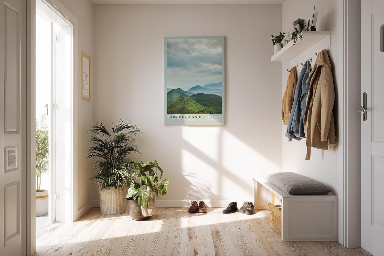 Paul Sinus Kunstdruck 40x60cm Sapa Highlands Vietnam grüne Berge im Nebel bei sanfter Morgendämmerung