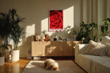 Paul Sinus Kunstdruck 40x60cm Scarlet Bloom – Rote Rosenblüte in Makroaufnahme mit eleganter Form und samtiger Textur