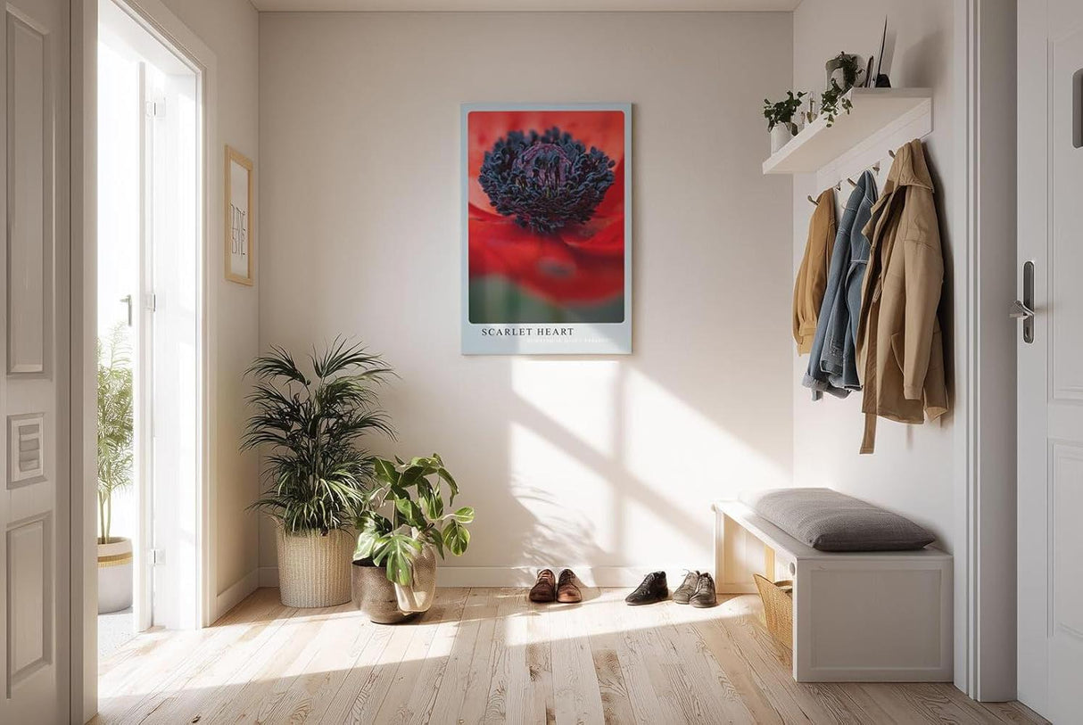 Paul Sinus Kunstdruck 40x60cm Scarlet Heart – Mohnblume in Makroaufnahme mit intensivem Rot und schwarzem Zentrum
