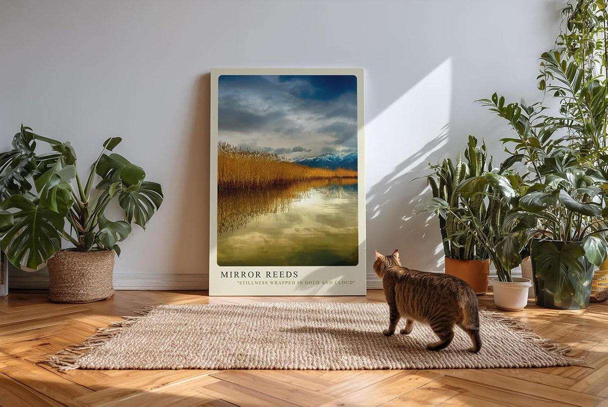 Paul Sinus Kunstdruck 40x60cm Schilf See Spiegelung Natur Berge Stille Landschaft Mirror Reeds