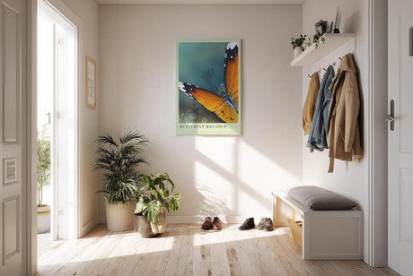 Paul Sinus Kunstdruck 40x60cm Schmetterling Nahaufnahme mit orange-schwarzen Flügeln – Moment voll Balance und Ruhe