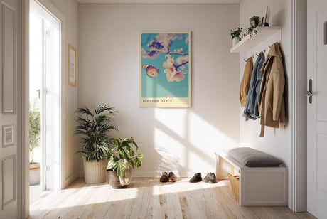 Paul Sinus Kunstdruck 40x60cm Schmetterling und Kirschblüte – Frühlingspoesie im zarten Licht eingefangen