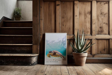 Paul Sinus Kunstdruck 40x60cm Sea Wanderer mit Meeresschildkröte unter Wasser in Türkis