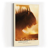 Paul Sinus Kunstdruck 40x60cm Serengeti Tansania Gnu im Staub bei Sonnenuntergang – Wildnis in Bewegung