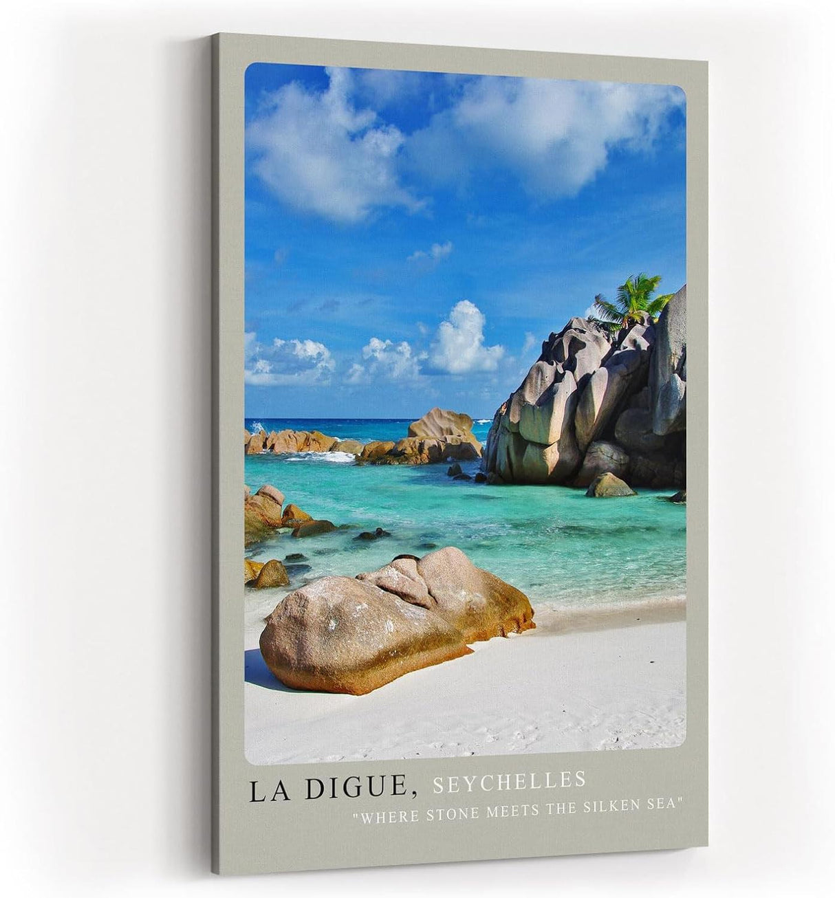 Paul Sinus Kunstdruck 40x60cm Seychellen Strand La Digue Felsen Meer Türkis Urlaub La Digue Seychelles