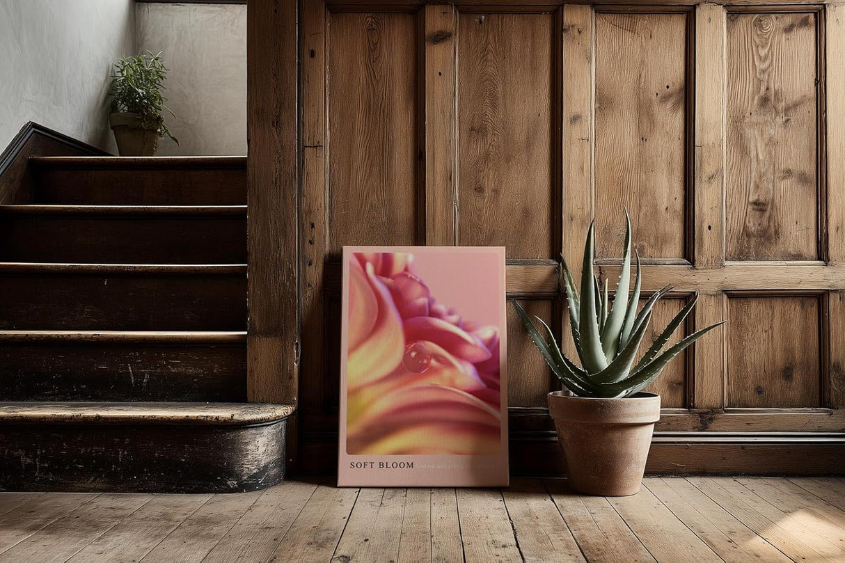 Paul Sinus Kunstdruck 40x60cm Soft Bloom – zarte Blütenblätter in Rosatönen mit Tautropfen in sanfter Nahaufnahme