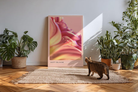 Paul Sinus Kunstdruck 40x60cm Soft Bloom – zarte Blütenblätter in Rosatönen mit Tautropfen in sanfter Nahaufnahme