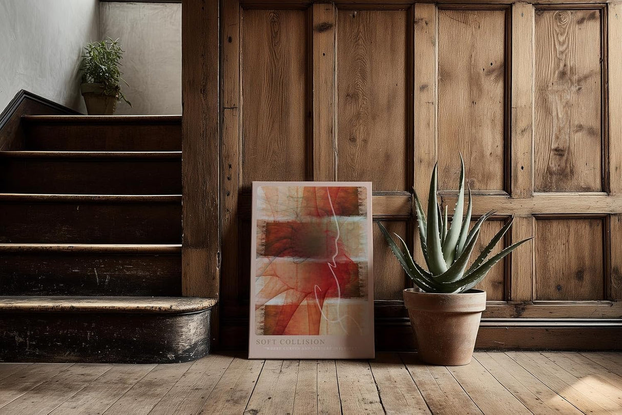 Paul Sinus Kunstdruck 40x60cm Soft Collision Kurven Textur Rot Beige Dynamik Transparenz