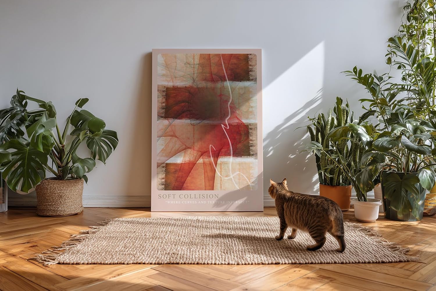Paul Sinus Kunstdruck 40x60cm Soft Collision Kurven Textur Rot Beige Dynamik Transparenz