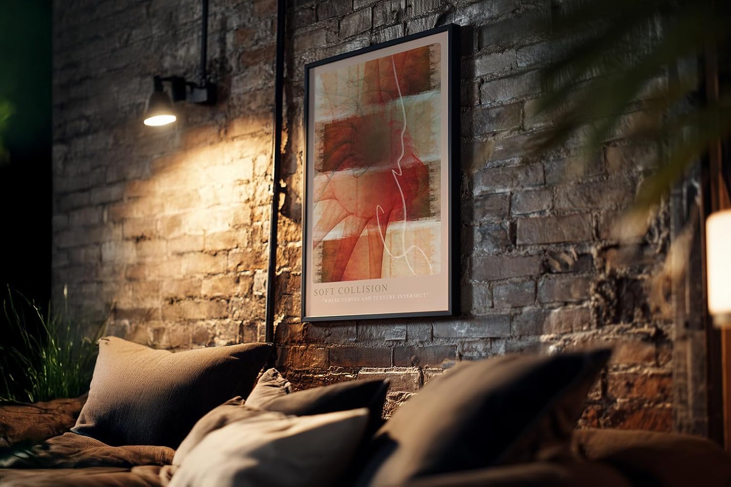 Paul Sinus Kunstdruck 40x60cm Soft Collision Kurven Textur Rot Beige Dynamik Transparenz