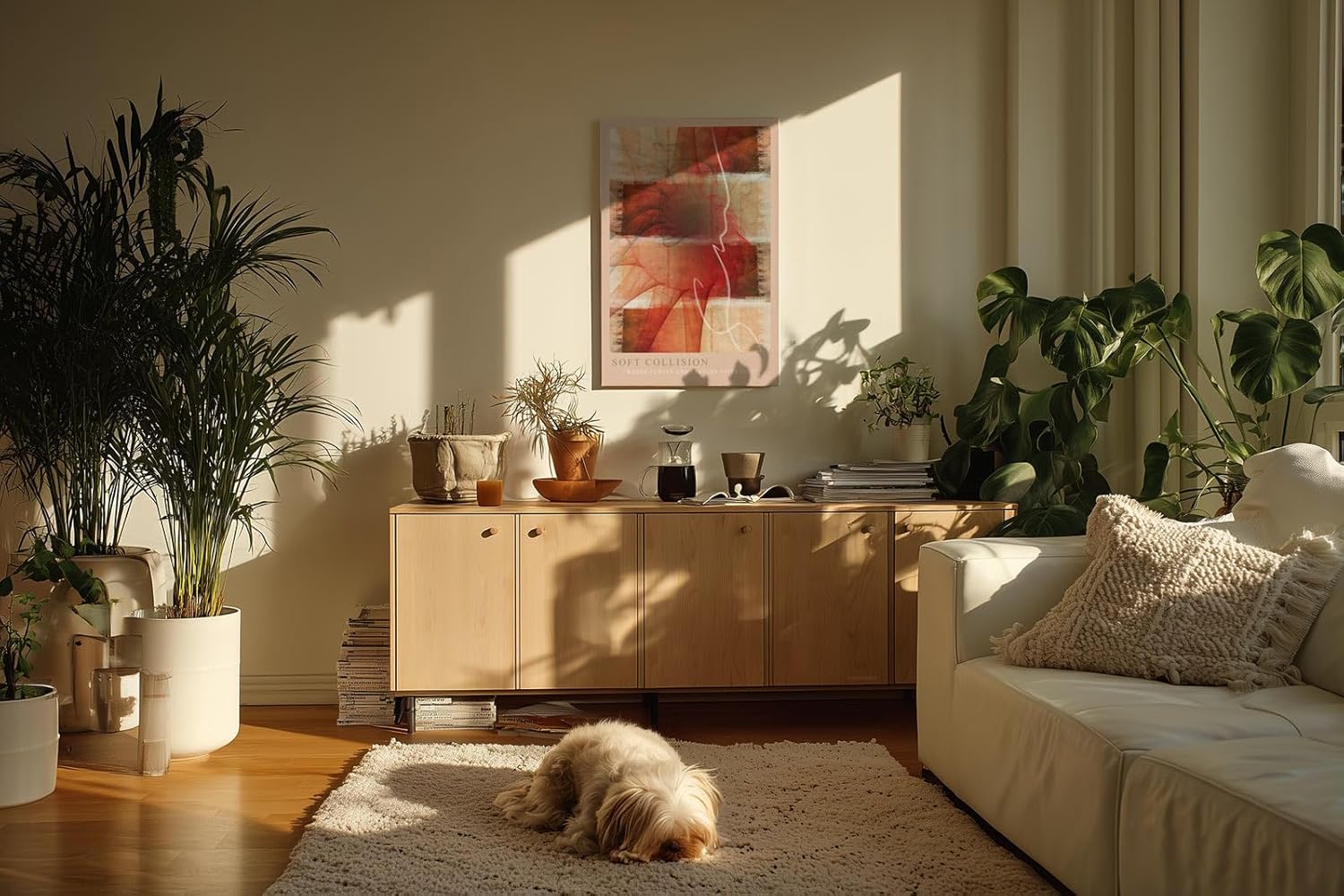 Paul Sinus Kunstdruck 40x60cm Soft Collision Kurven Textur Rot Beige Dynamik Transparenz