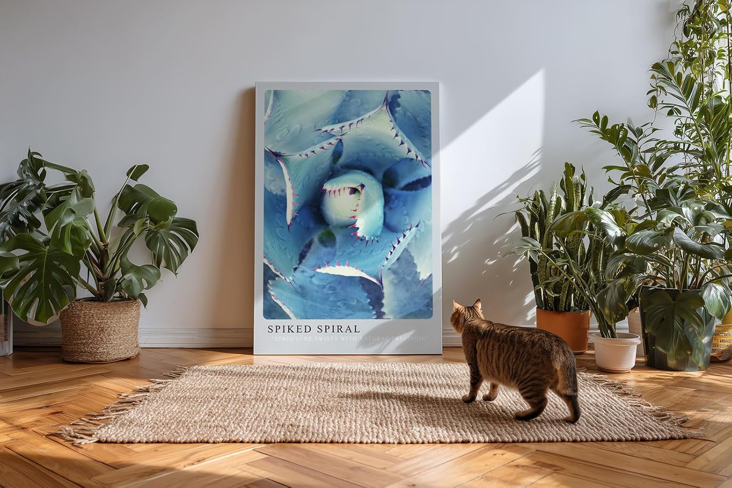 Paul Sinus Kunstdruck 40x60cm Spiked Spiral Blaue Sukkulente in spiraliger Struktur mit rötlichen Spitzen